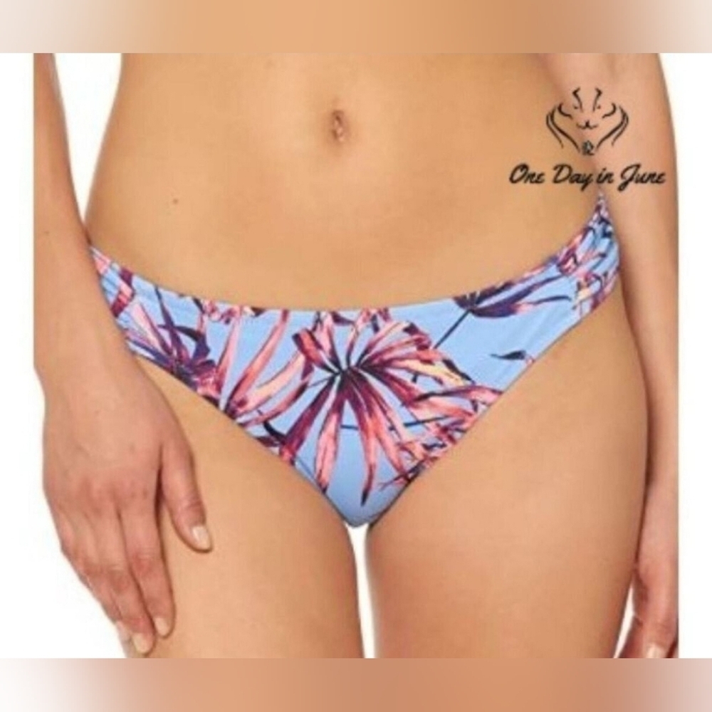 Jessica Simpson Blue and Pink Tropical Bikini Sz L New Good Condition